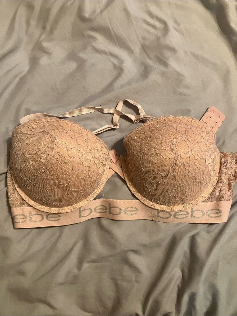 bebe Lace Push-Up Bra in Light Beige